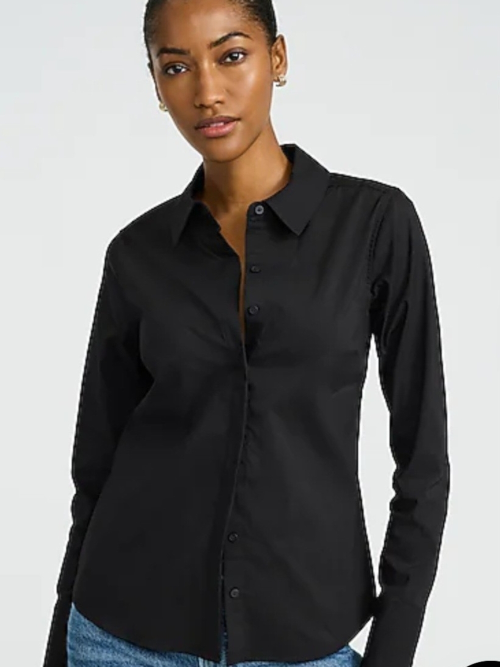 Express The Essential Black Button-Up Shirt, Black, Medium